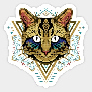 cool cat geometric illustration Sticker